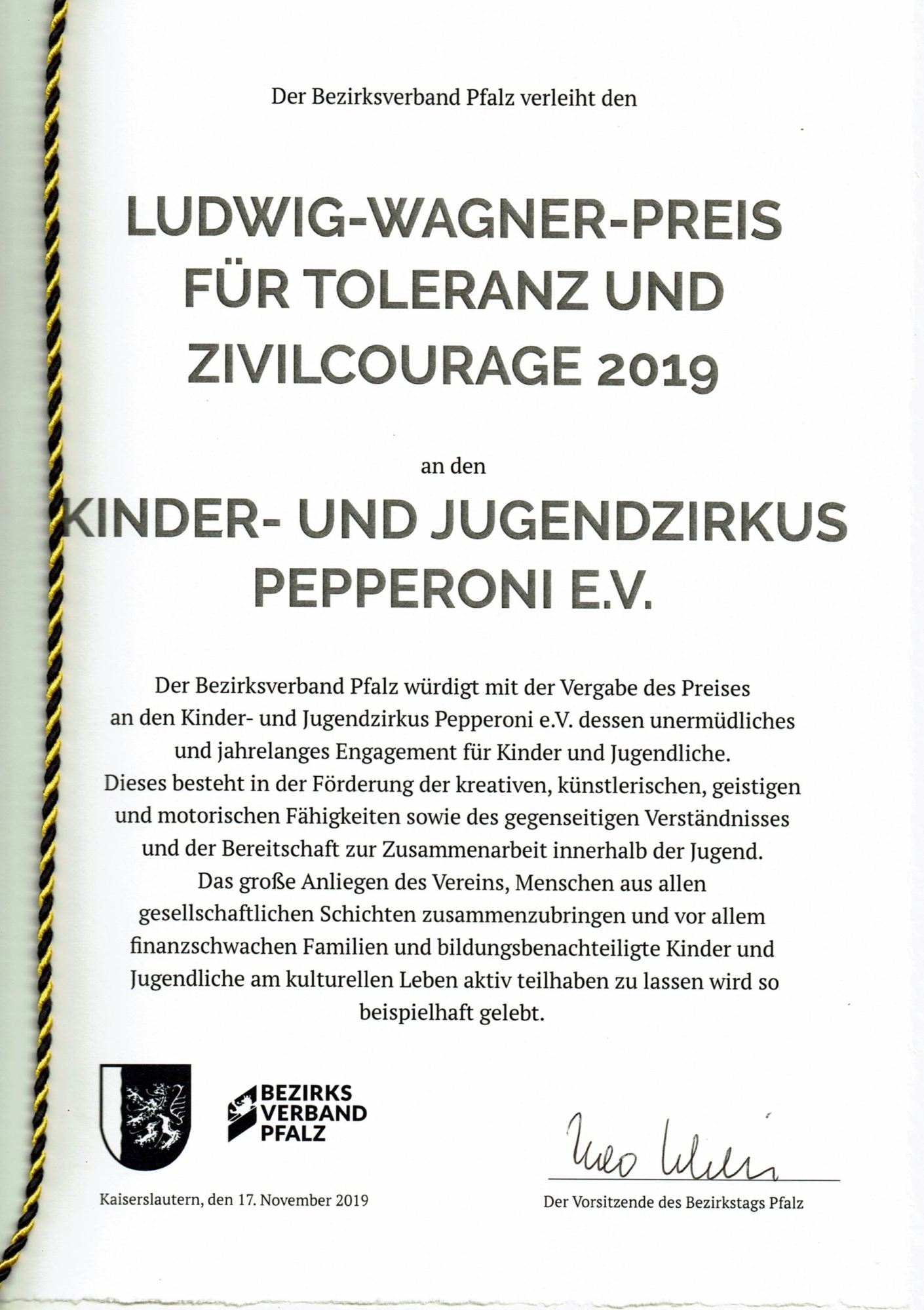 Zirkus Pepperoni Ludwig-Wagner-Preis